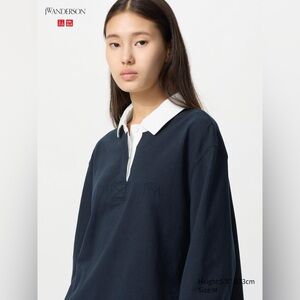JW Anderson Women's Boxy Navy Polo Top